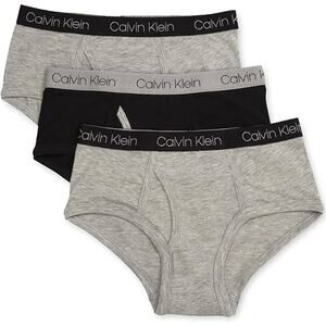 New 3-Pack Calvin Klein Boys XL Black Gray Modern Cotton Briefs Underwear